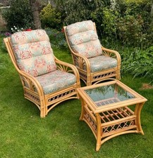 Pair of Wicker Bamnoo Cane