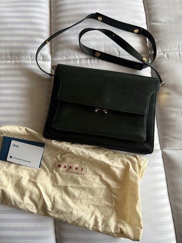 Marni dark green leather trunk - green,