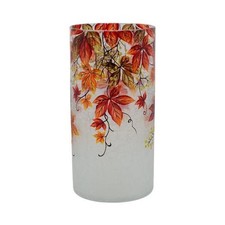 Glass Vase Autumnal Leaf Print Floral Decorative Centerpiece Home Décor 2 Sizes