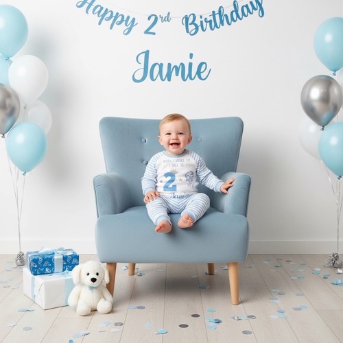 Baby boy birthday blue pyjamas