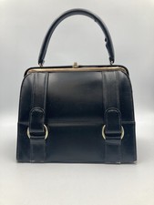 Fassbender of London Black Leather Suede Interior Top Handle Rare Handbag