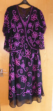 JOANNA HOPE BLACK & BRIGHT PINK FLOATY DRESS -SIZE 26- MATCHING BOLERO / SHRUG 
