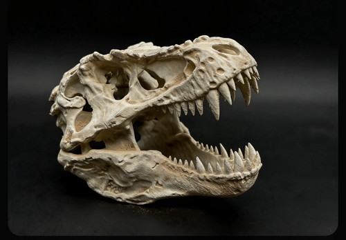 Huge rex skull fossil 3d - t,