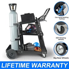 Welding Cart 3 Tier Trolley Chains Plasma Cutter Mig Arc Tig Welder 80kg Storage