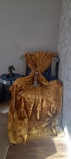 Vintage Retro Crushed Gold Velvet Single Curtain 65"w X 90"d Art Deco Winter 