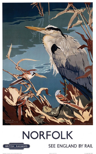 Vintage norfolk heron art - heron,