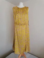 Jigsaw Yellow and Pink 100% Silk Dress UK 16