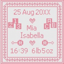 Cross stitch birth sampler kit - sampler,
