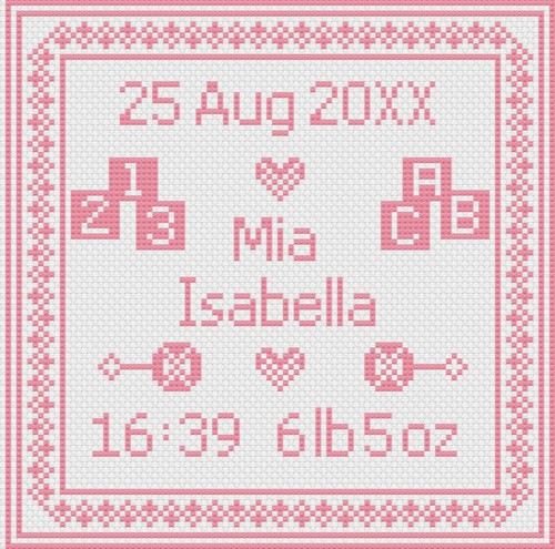 Cross stitch birth sampler - sampler, kit