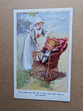 OLD POSTCARD WW1 ARTIST GILSON MILITARY NURSE UNIFORM RED CROSS WOUNDED PS 409