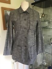 COTE FEMME GREY LINEN/COTTON BLEND SAFARI STYLE JACKET SIZE 10