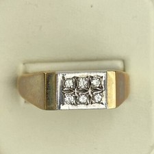Vintage 9ct Yellow Gold Gents Diamond Ring Size Y 4g 1.3cm X 7mm Face