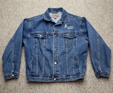 Vintage Port Authority Denim Jean Jacket Embroidered "Teaching Gardens" Sz M