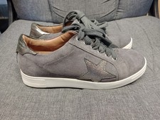 Dune London grey & silver leather casual shoes/sneakers size 5/38