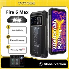 NEW DOOGEE Fire 6 Max 256GB 5G Rugged Phone Thermal Imaging 20800mAh Flashlight