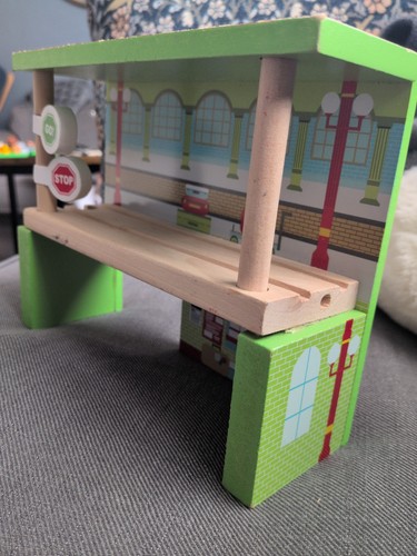 Wooden railway train station - railway,