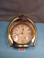 Antique Brass Mantle Clock Horse Interest horseshoe
