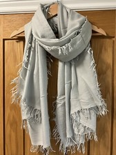 TK Maxx Unbranded Light Blue / Grey Frayed Scarf