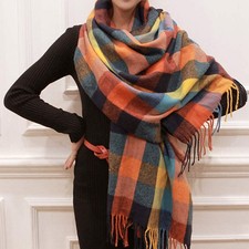 Womens Warm Cashmere Scarf Wrap Large Plaid Winter Shawl Stole Pashmina 200*60cm