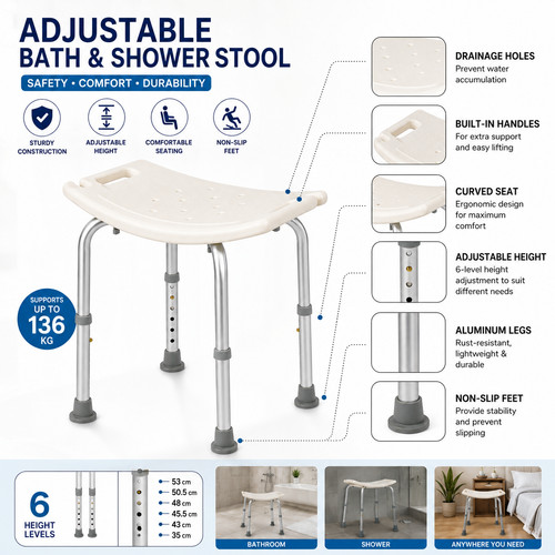 Shower chair height adjustable - chair,