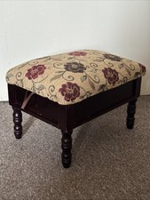 Floral Storage Footstool, Woven Fabric, Wood, 39x29x30cm Carelessness