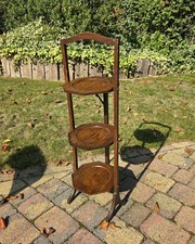 Antique Wooden Folding Cake Plant Stand Edwardian Era Collapsible Cottage 