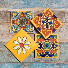 Handmade Mexican Tile Coaster Set SONRISA
