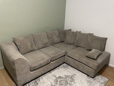 Crushed Chenille Fabric Corner Sofa 4 Seater  Beige
