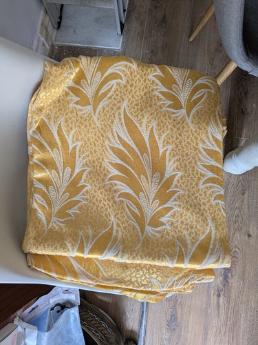 Vintage pair damask curtains - pair,