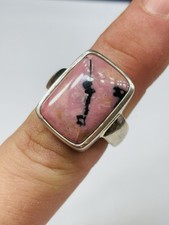 Fully hallmarked silver and rhodochrosite ring UK size K never worn