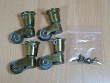 Set of 4 Vintage Brass Casters / Wheels - With Fixing Screws