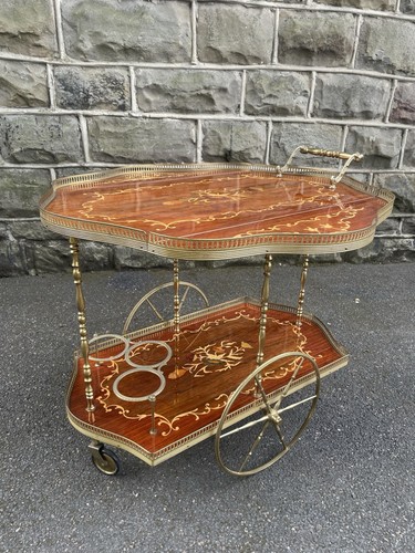 Vintage inlaid drinks - drinks, trolley