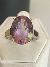 Sterling Silver And Oval Cut Ametrine Set Ring Size S
