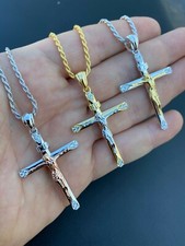 Mens solid 925 silver cross - mens,