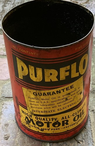 Rare purflo motor oil quart - motor, 5