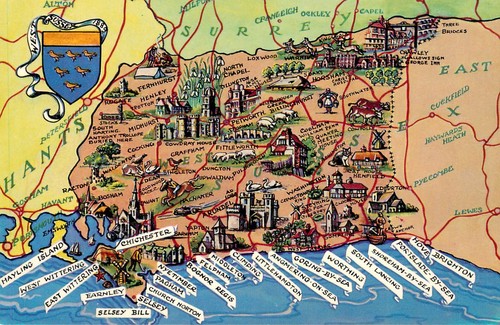 East sussex map postcard - east,