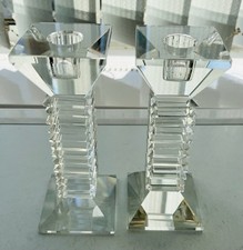 PAIR LEAD CRYSTAL PAGODA STYLE