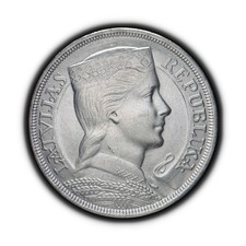 LATVIA. 1931, 5 Lati, Silver -