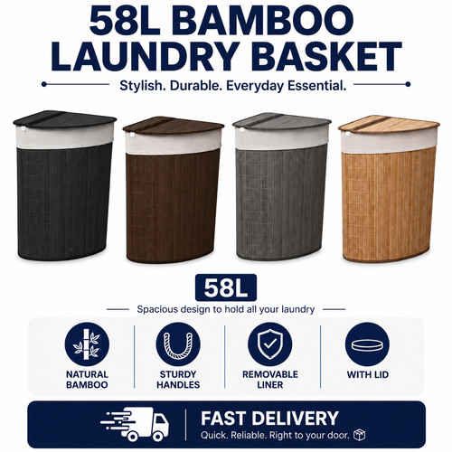 58l bamboo laundry basket with - 58l,