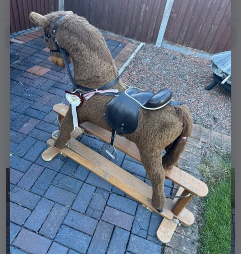 Vintage plush rocking - rocking, horse