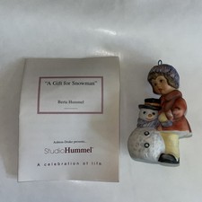 Goebel 1999 A Gift For Snowman Boy Figurine Berta Hummel 3” Christmas Ornament