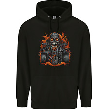 A Skull Quad Bike Rider ATV Off Roading Biker Mens 80% Cotton Hoodie