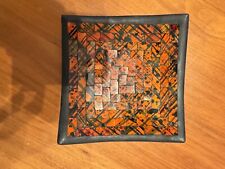 PRICE DROP! Vintage Retro Red MCM Glass Mosaic Tile Trinket Dish/Ashtray. 5 3/4"