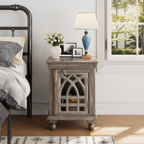 Wooden bedside table - bedside,