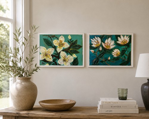 Set floral oil paintings - floral,