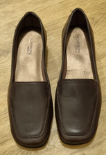 M&S Footglove Dark Brown Leather Shoes Size 4/37 Wider Fit  - BNWOT