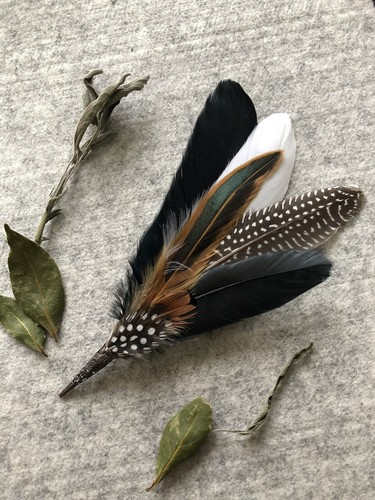Smudging feather fan wand - fan,
