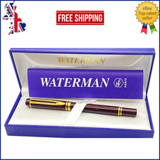 VINTAGE WATERMAN LEMAN 200 FOUNTAIN PEN IN BOX MAROON SPRINGY 18K GOLD FINE NIB
