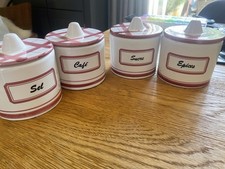 Genuine French  coffee sucre sel and spices pink and white. Set of four. 