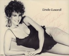 Linda Lusardi Signed Promo Photo photograph UK Walkerprint Signed black and